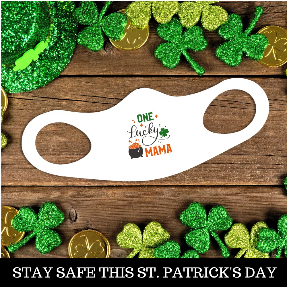 St. Patrick's Day Fitted Face Mask - One Lucky Mama