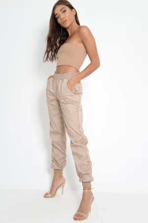 Stone Cuffed Leg Cargo Trousers - Kyrah