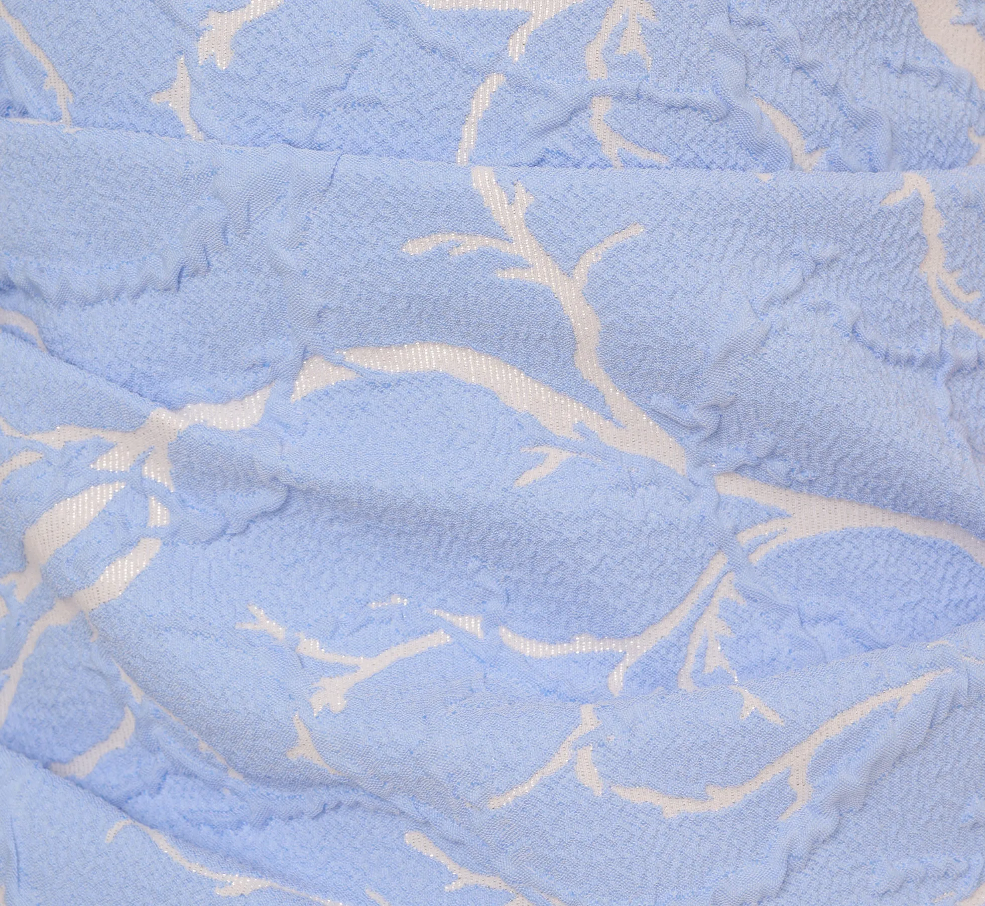 Stretch Jacquard Sleeveless Draped Sheath Dress In Sky Blue