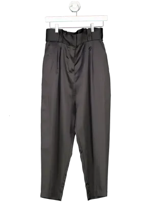 Sundarbay Black Satin Ruched Waist Wide Leg Trousers UK 10