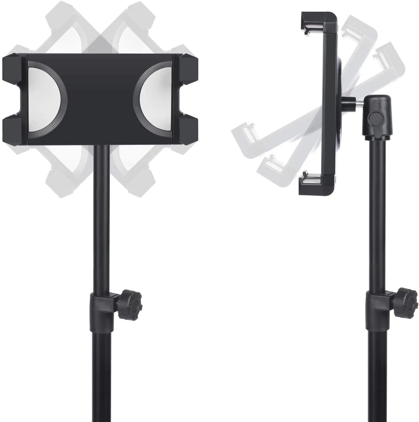 T-SIGN iPad Tripod Stand Reinforced Floor Tablet Mount, Foldable Adjustable Height for iPad Mini, iPad Air, and More 7 to 14 Inch Ipads, Phone Holder, Carrying Case, Bluetooth Remote Control