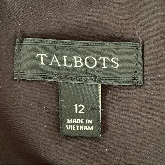 Talbots Black and White Floral Sheath Dress Fitted Cap Sleeves 12