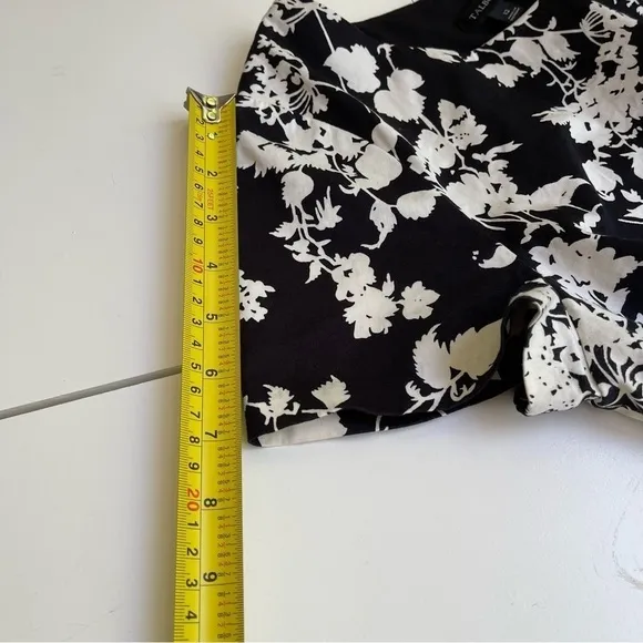 Talbots Black and White Floral Sheath Dress Fitted Cap Sleeves 12