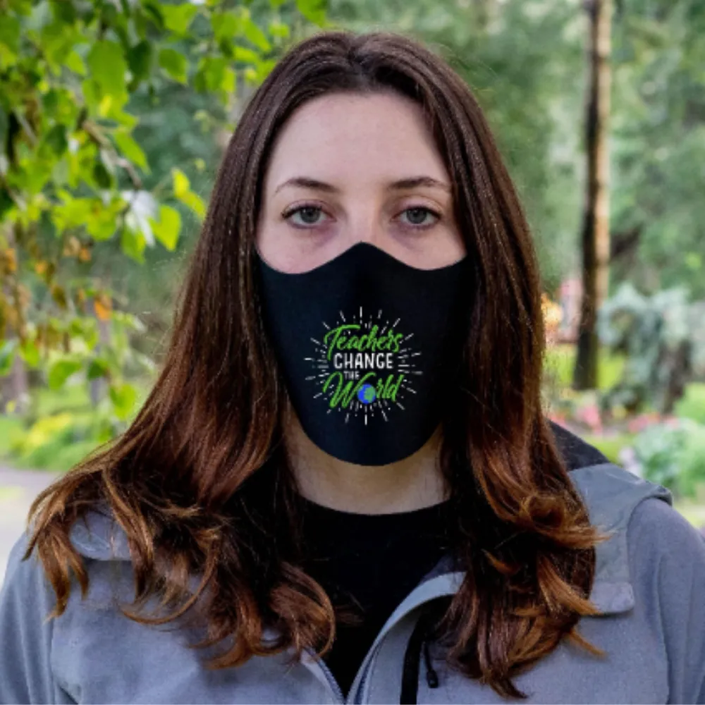 Teachers Change The World Fitted Face Covering Color Black or White