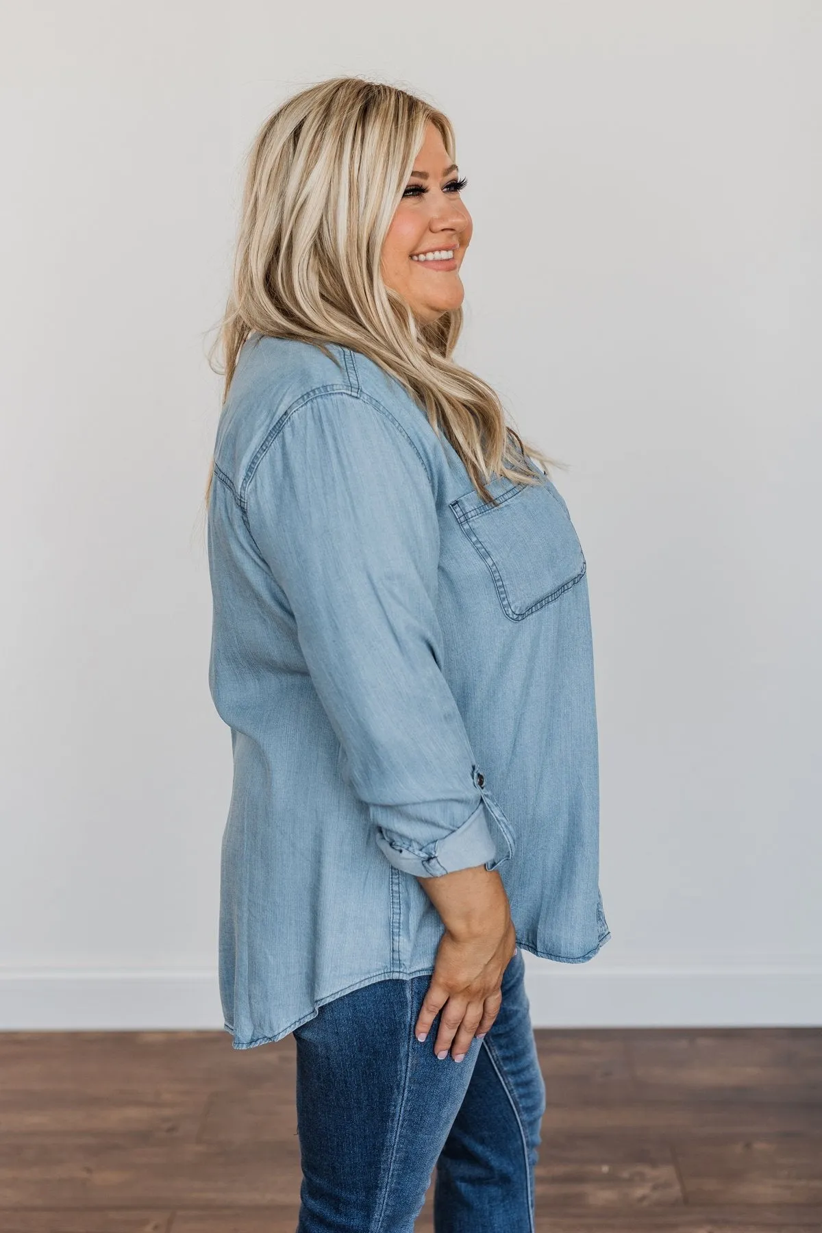 The Ultimate Chambray Top- Light Wash