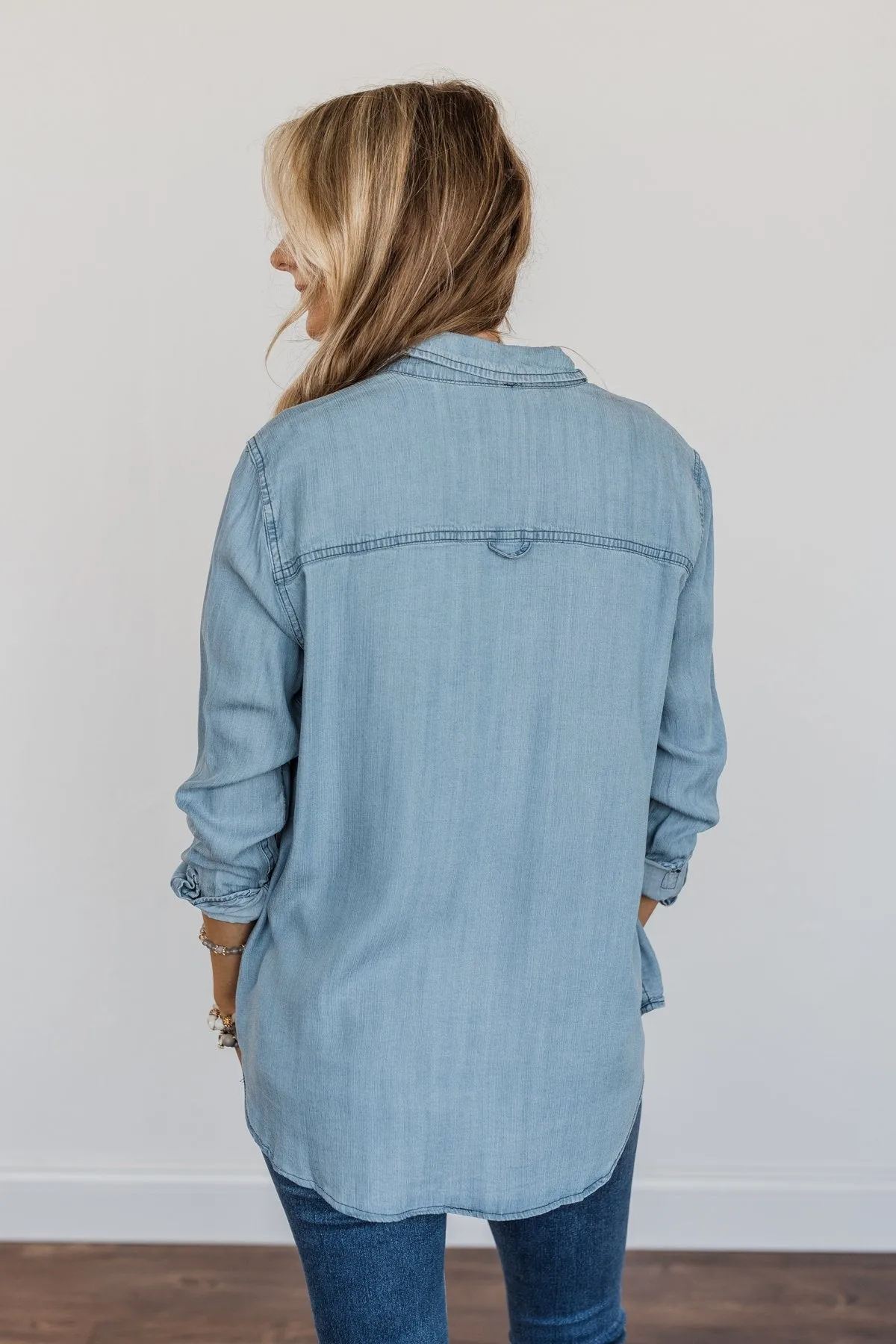 The Ultimate Chambray Top- Light Wash