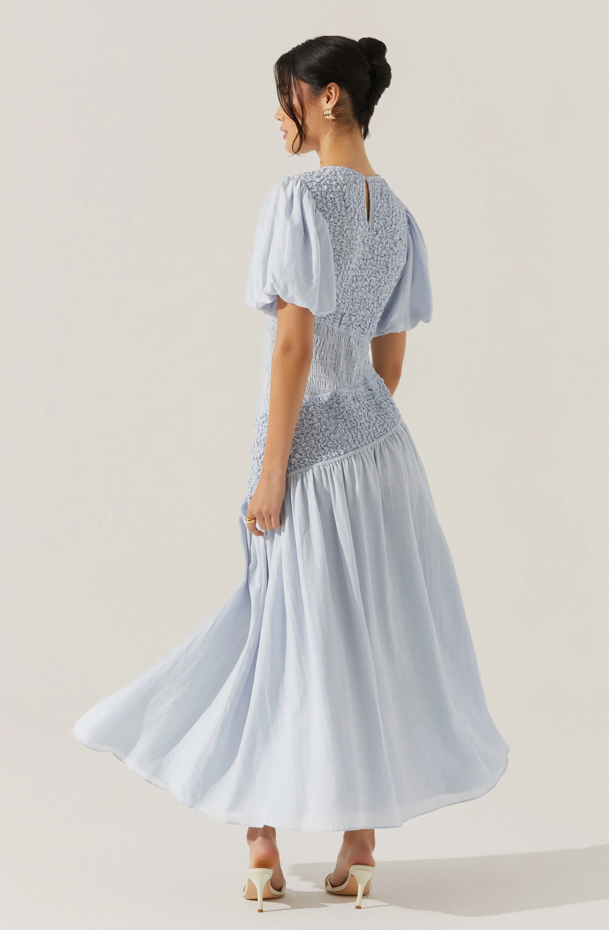 Theoni Smocked Asymmetric Dress