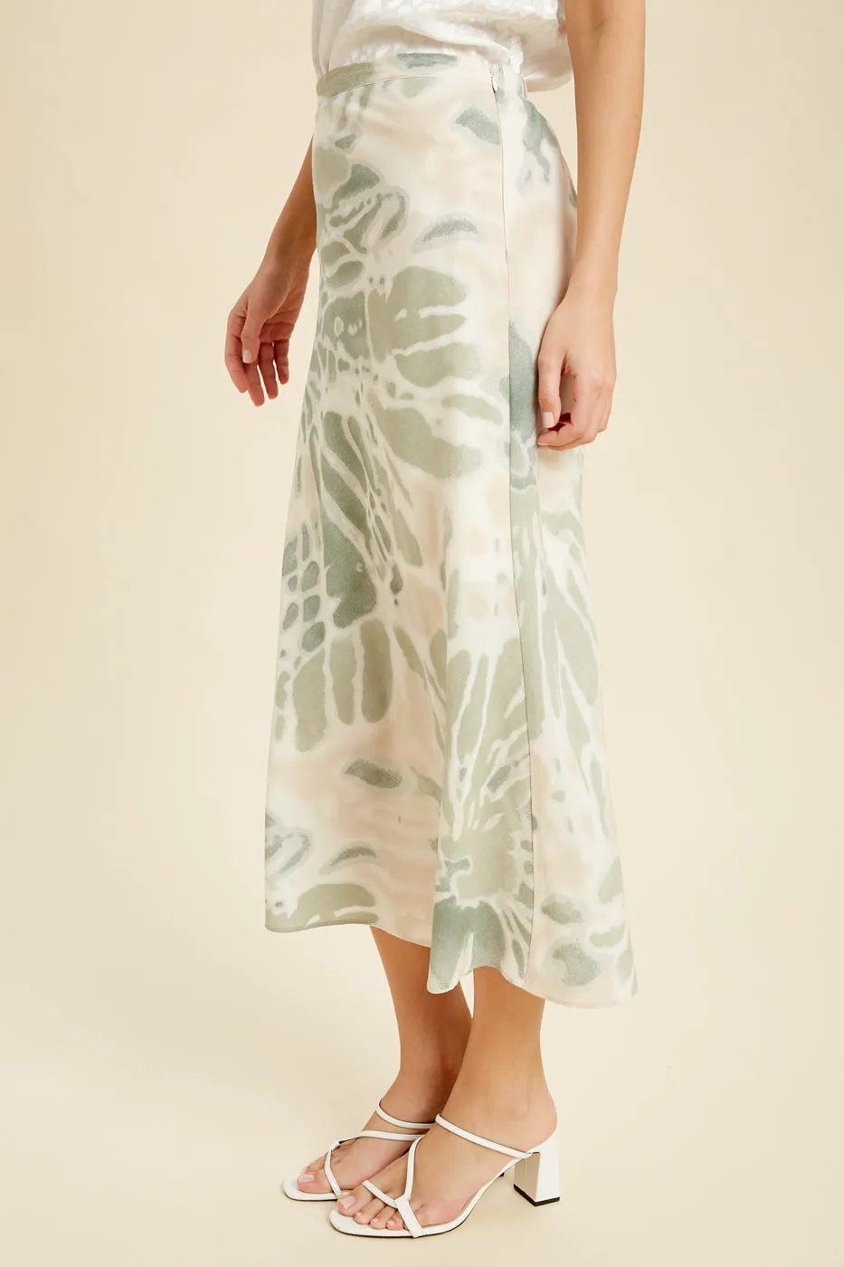 TIE-DYE MIDI SKIRT - GREEN COMBO