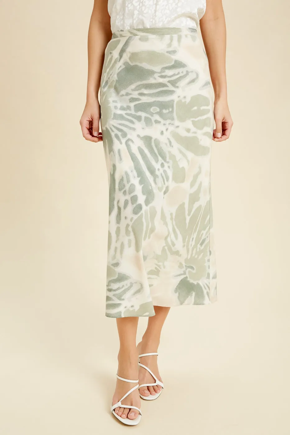 TIE-DYE MIDI SKIRT - GREEN COMBO