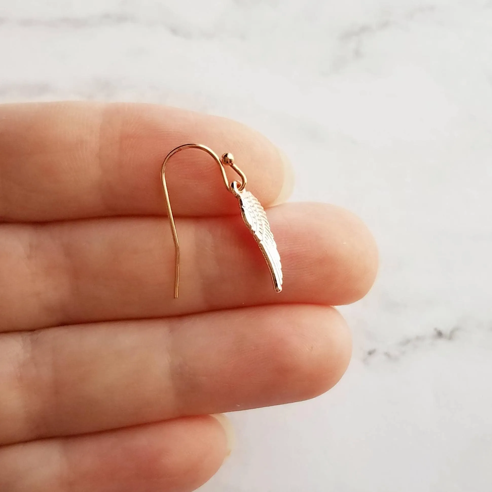 Tiny Angel Wing Earrings, rose gold wing earrings, angel earrings, memory earrings, loss earrings fairy earrings, miscarriage grief mourning