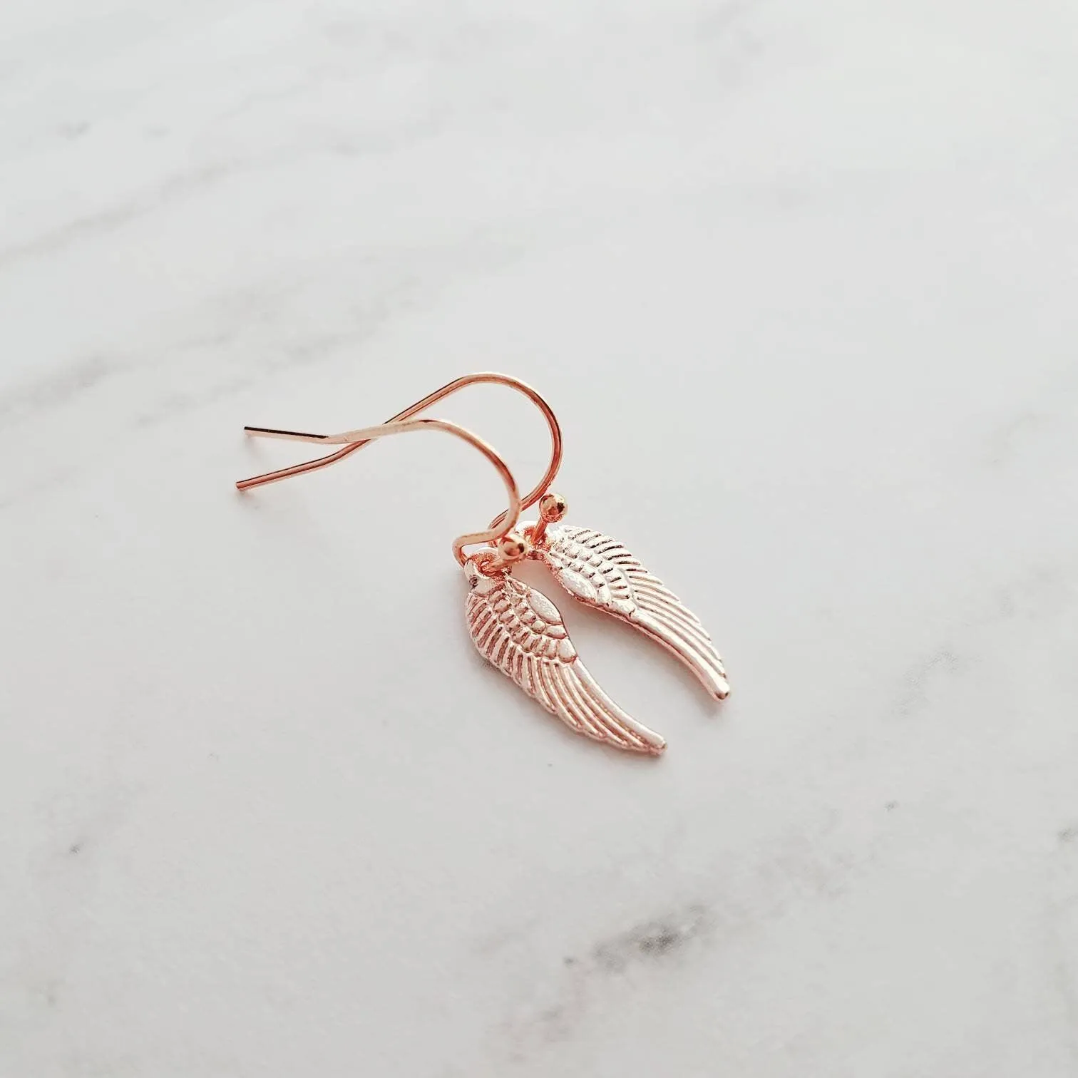 Tiny Angel Wing Earrings, rose gold wing earrings, angel earrings, memory earrings, loss earrings fairy earrings, miscarriage grief mourning
