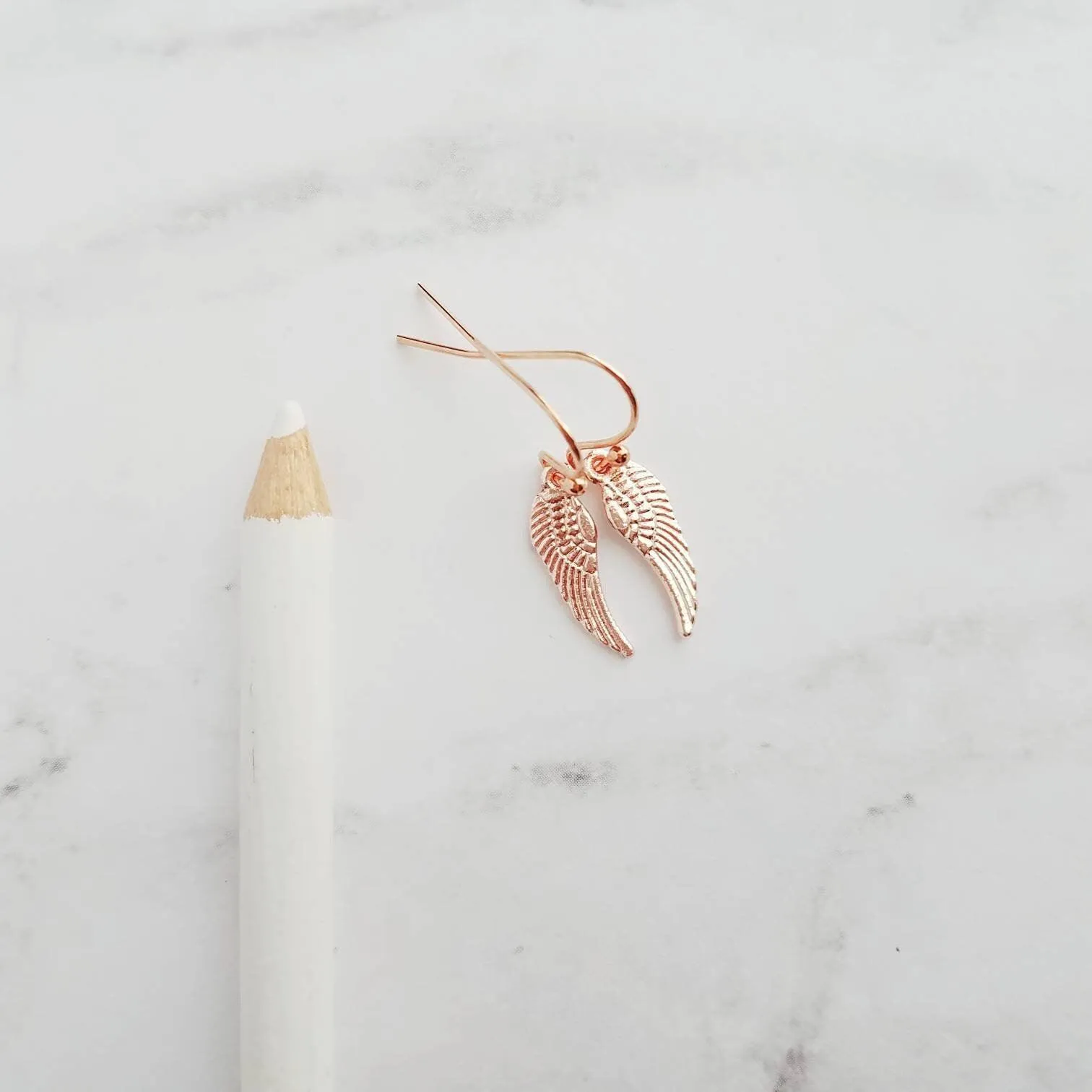 Tiny Angel Wing Earrings, rose gold wing earrings, angel earrings, memory earrings, loss earrings fairy earrings, miscarriage grief mourning