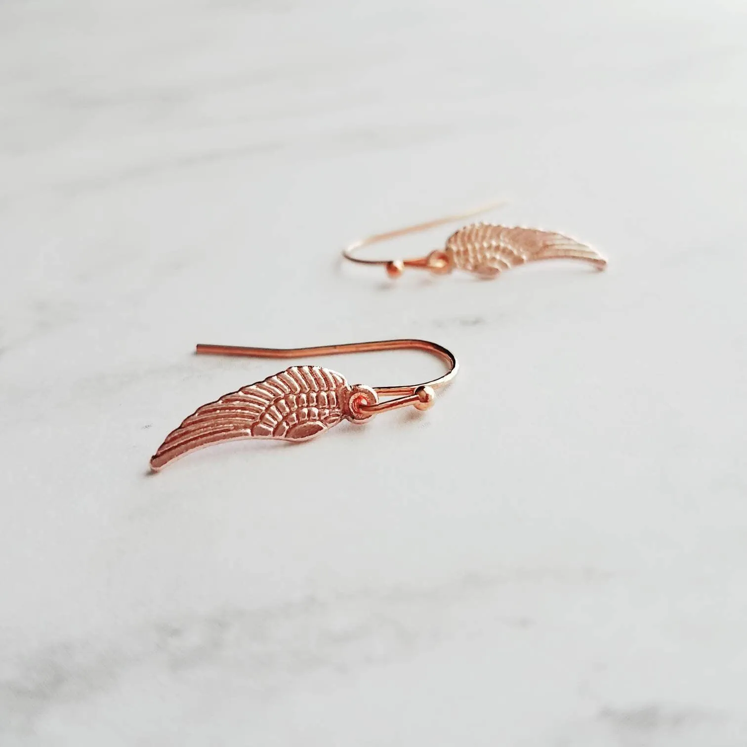 Tiny Angel Wing Earrings, rose gold wing earrings, angel earrings, memory earrings, loss earrings fairy earrings, miscarriage grief mourning
