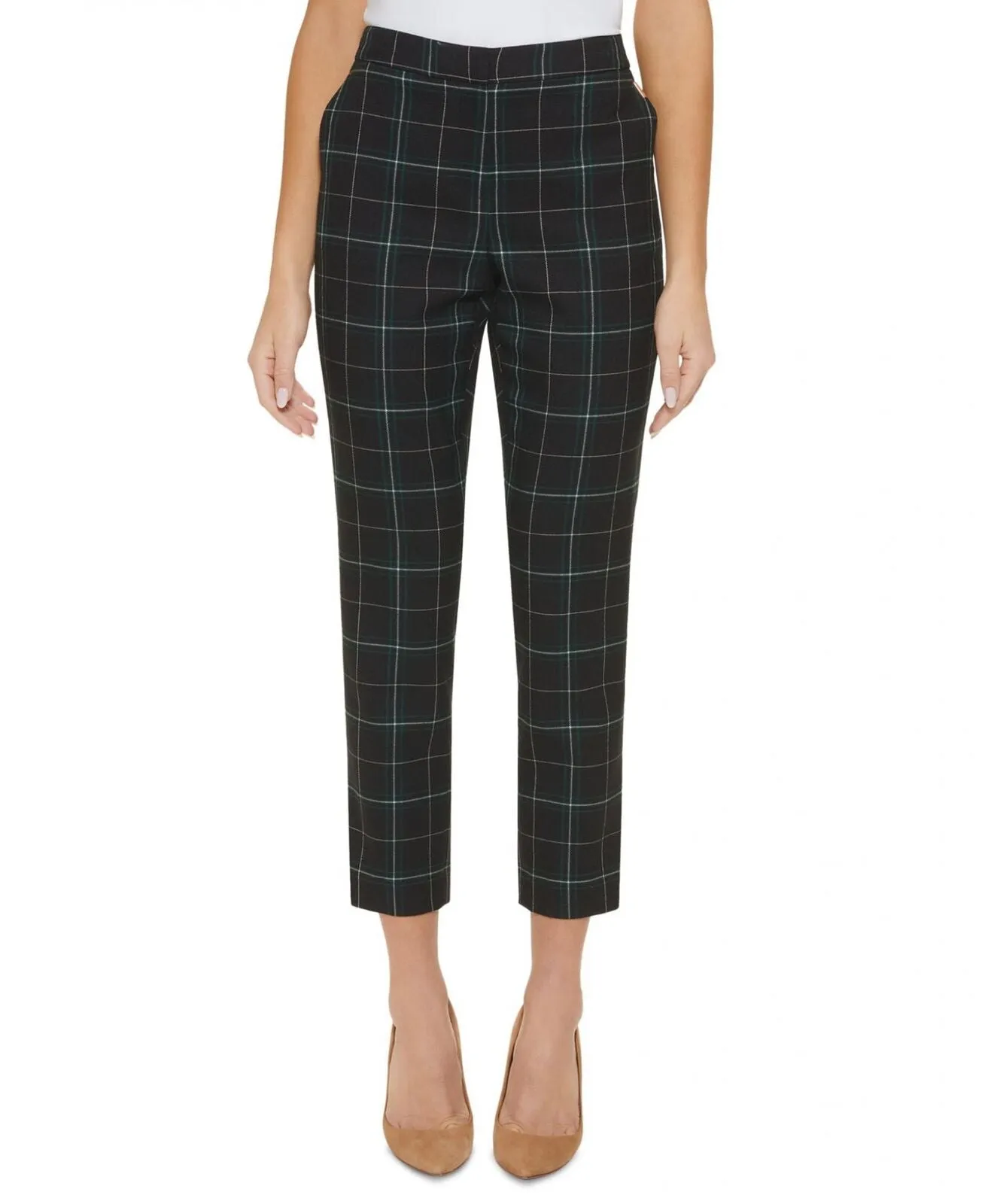 Tommy Hilfiger Plaid Mid Rise Straight Leg Trousers Midnight Blue / Multi 8