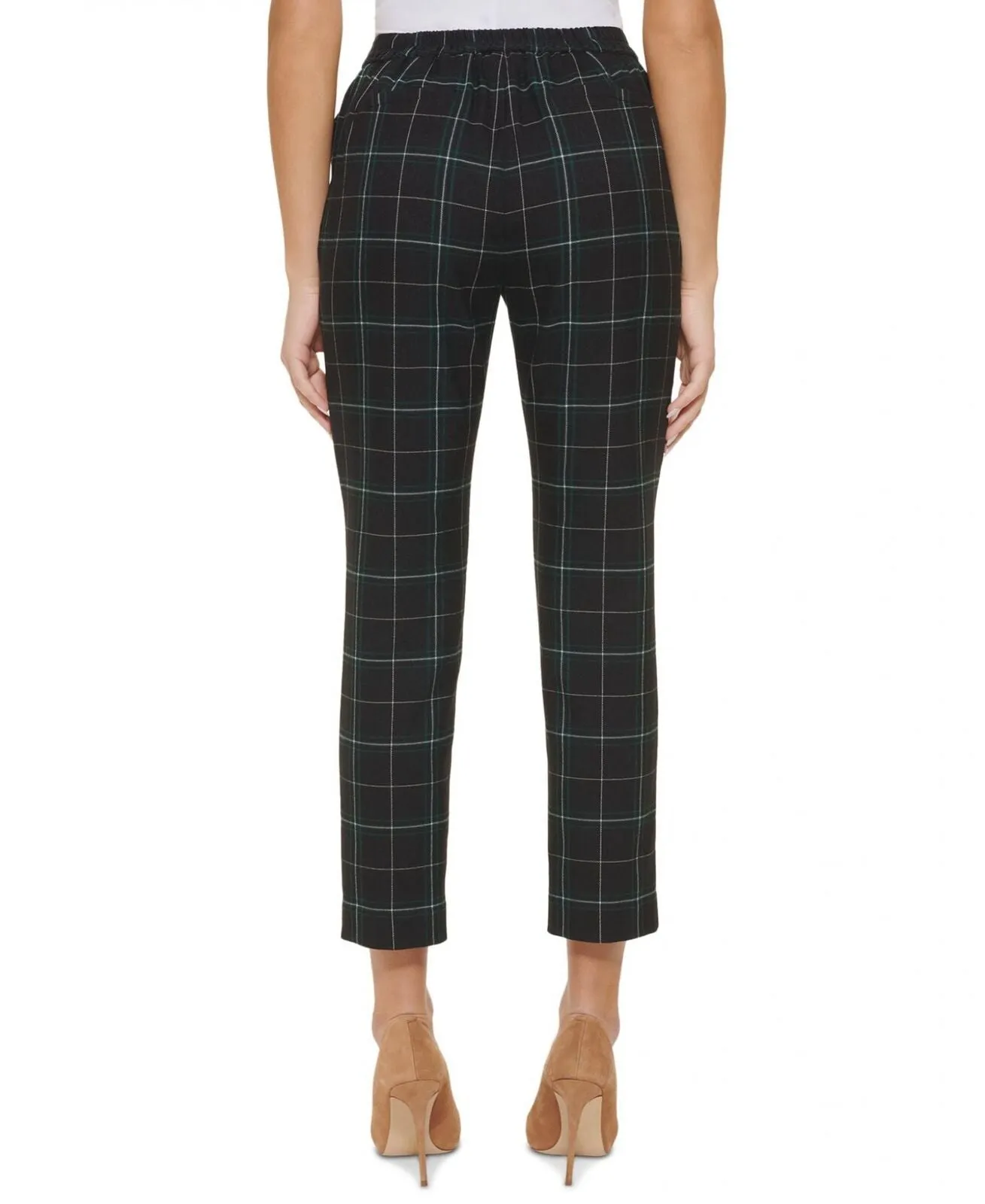 Tommy Hilfiger Plaid Mid Rise Straight Leg Trousers Midnight Blue / Multi 8