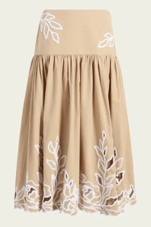 Trailing Peonie Tilda Skirt in Khahi White