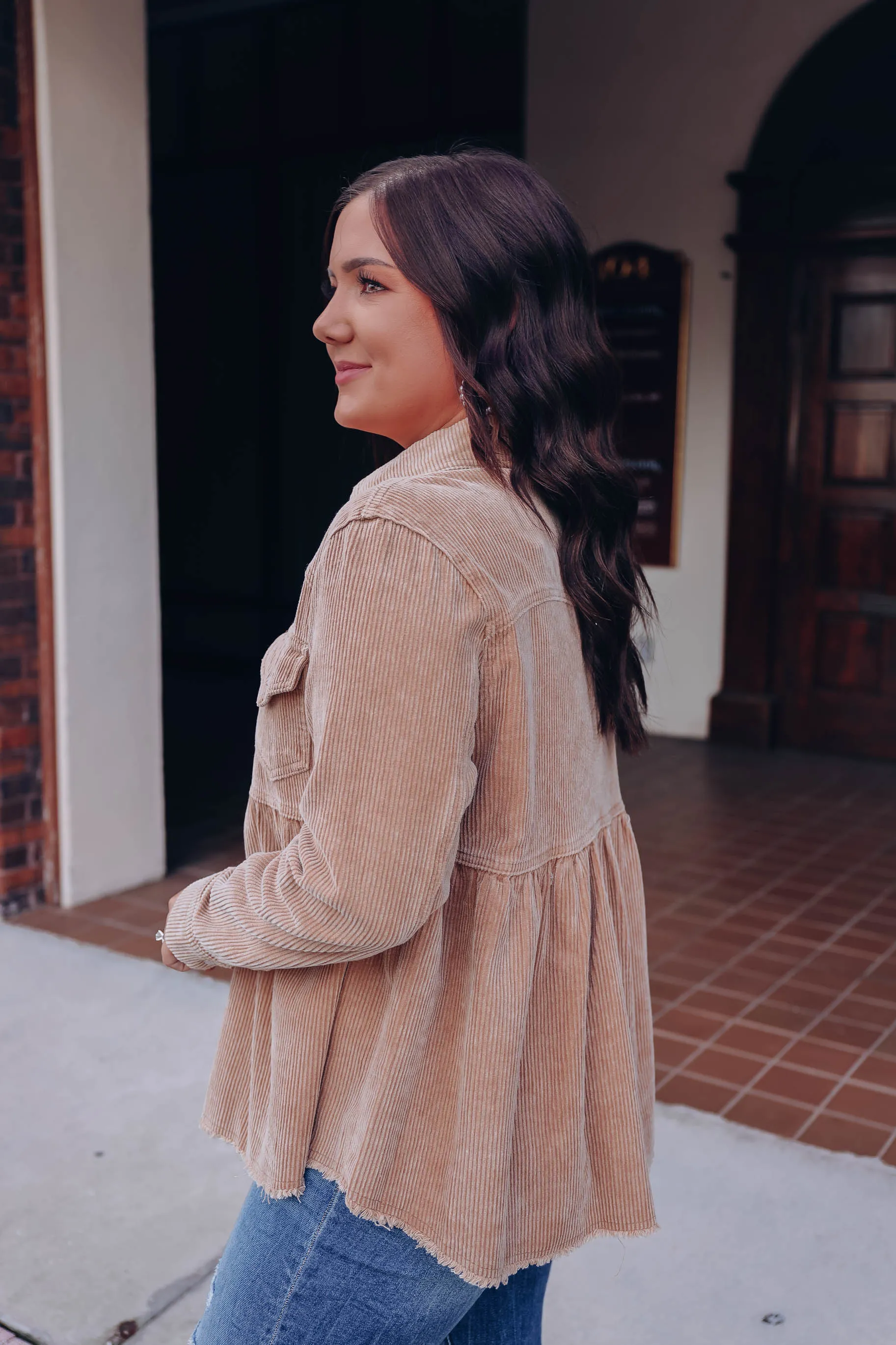 Truly Western Corduroy Babydoll Shirt - Camel
