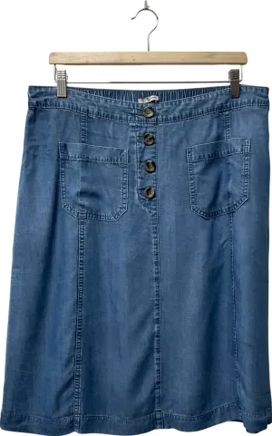 TU Blue Midi Button Skirt UK 16