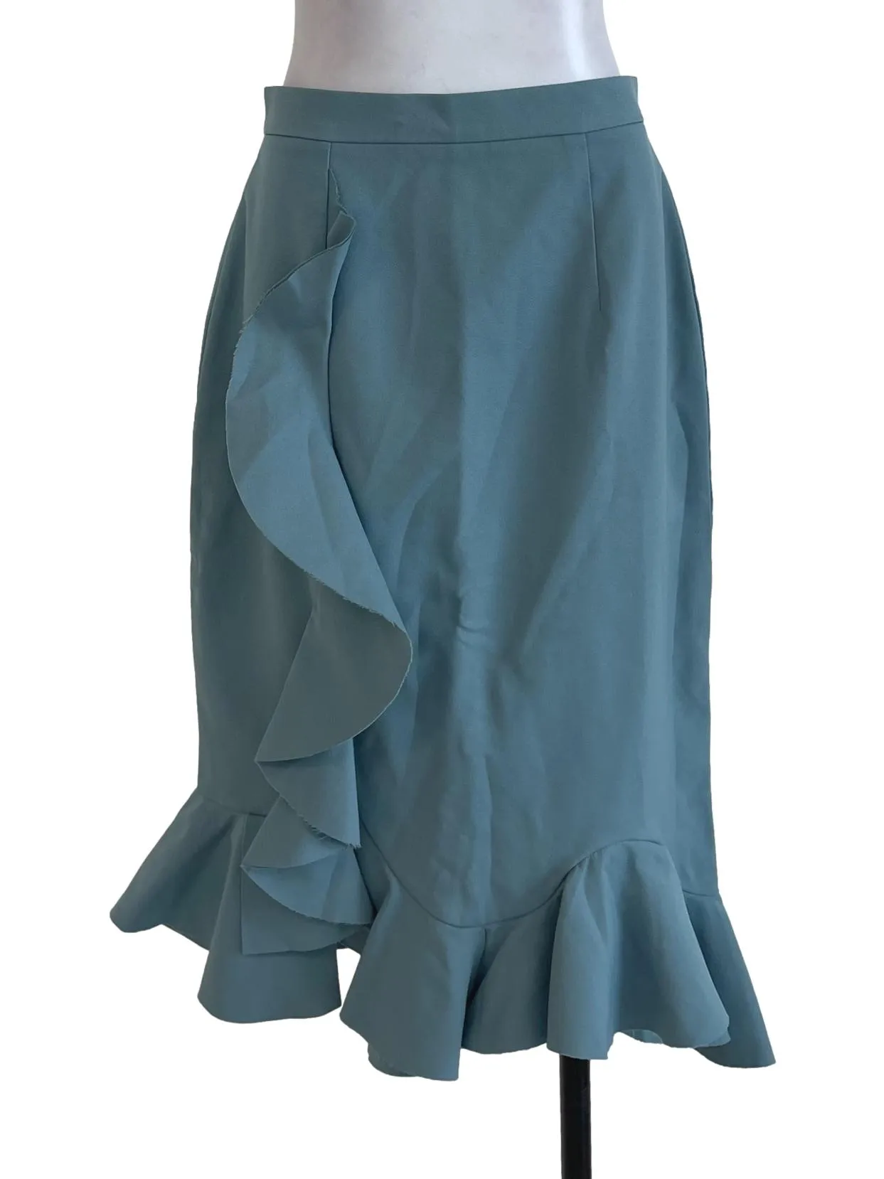 Turqoise Ruffles Midi Skirt LB