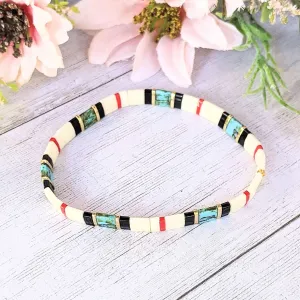 Turquoise Dream Miyuki Tila Bead Stretch Bracelet