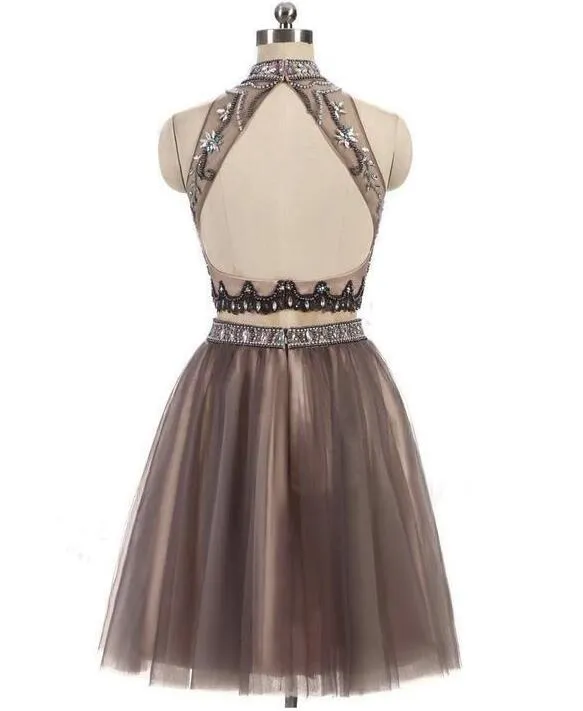 Two Piece Homecoming Dresses 2018, Tulle Party Dresses, Short Formal Dresses