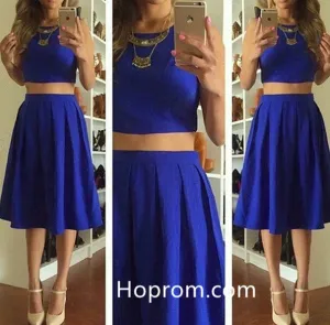 Two-Piece Knee-Length Cute Short Sleeveless Homecoming Dresses