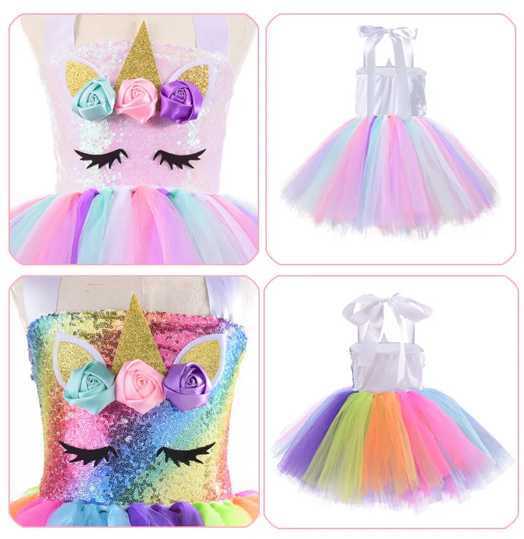 Unicorn Girls Dress With LED Light