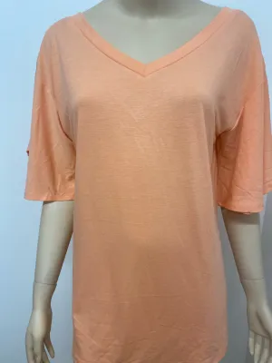 V-Neck Top with V Back and Waterfall Sleeve