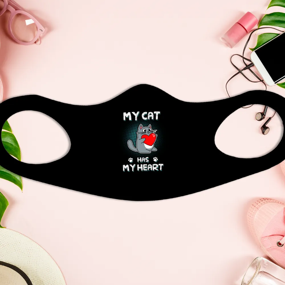 Valentine's Day My Cat Has My Heart Fitted Face Mask Covering