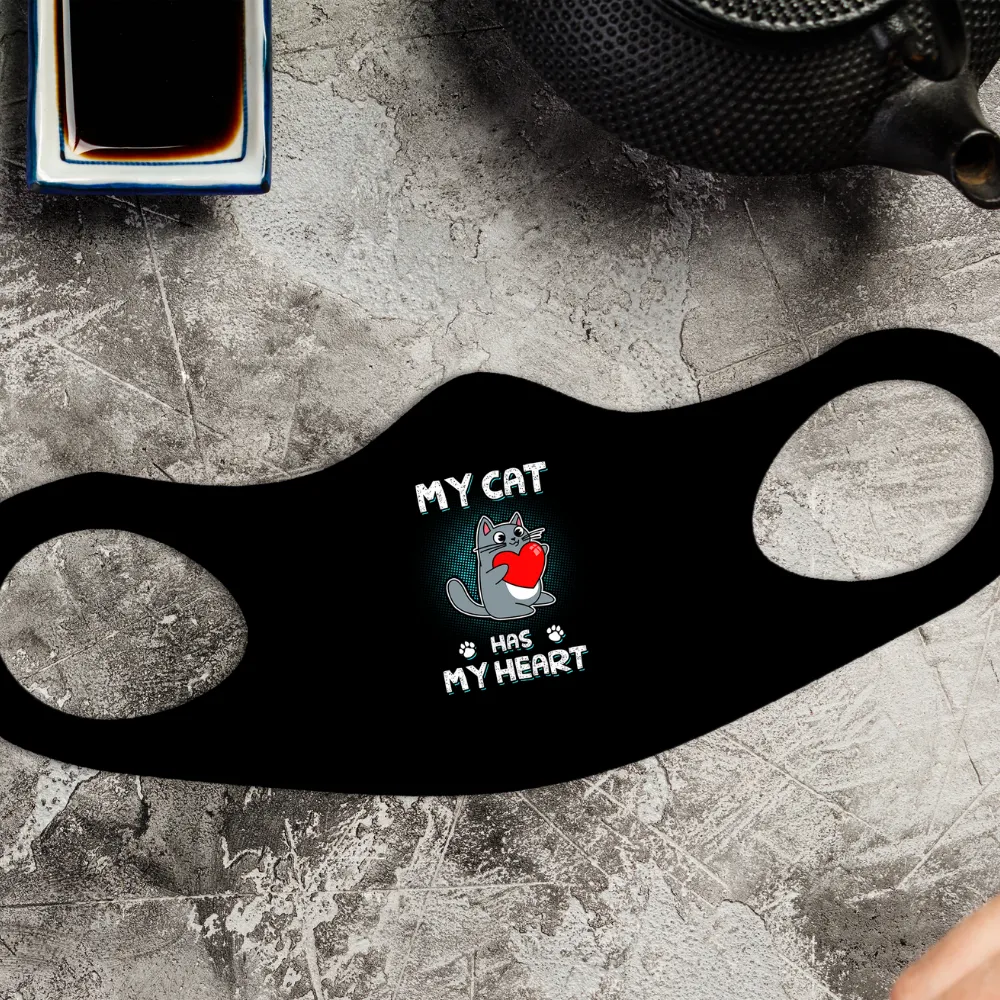 Valentine's Day My Cat Has My Heart Fitted Face Mask Covering