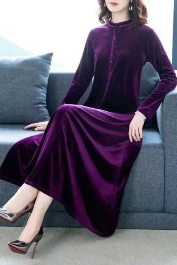 Velvet Knee-length Maxi Dress