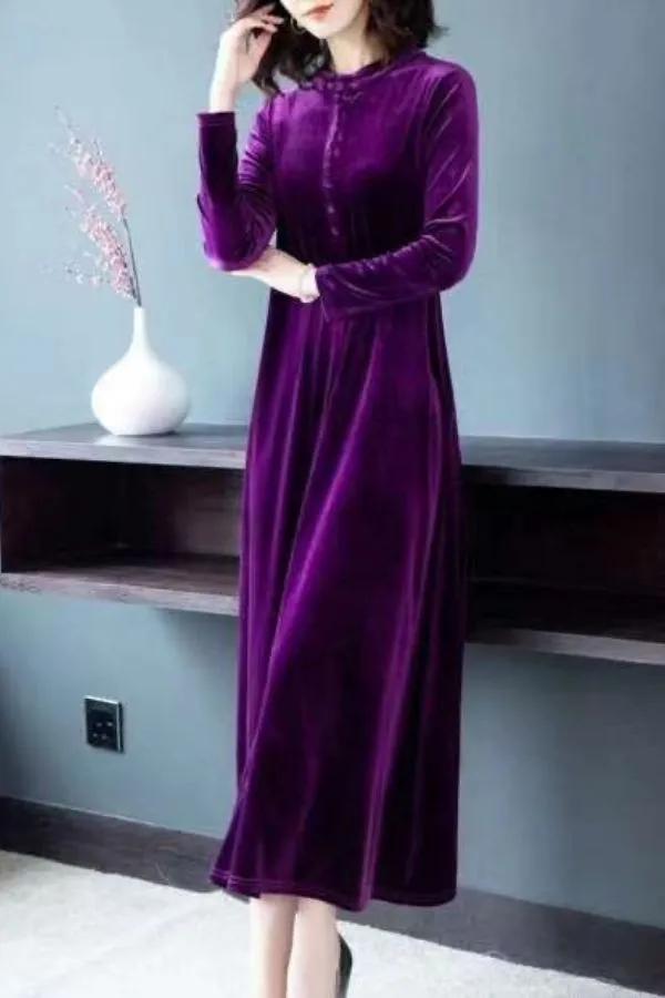 Velvet Knee-length Maxi Dress