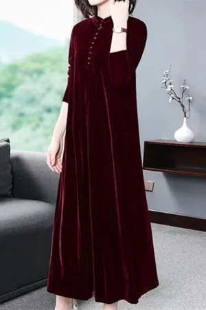 Velvet Knee-length Maxi Dress