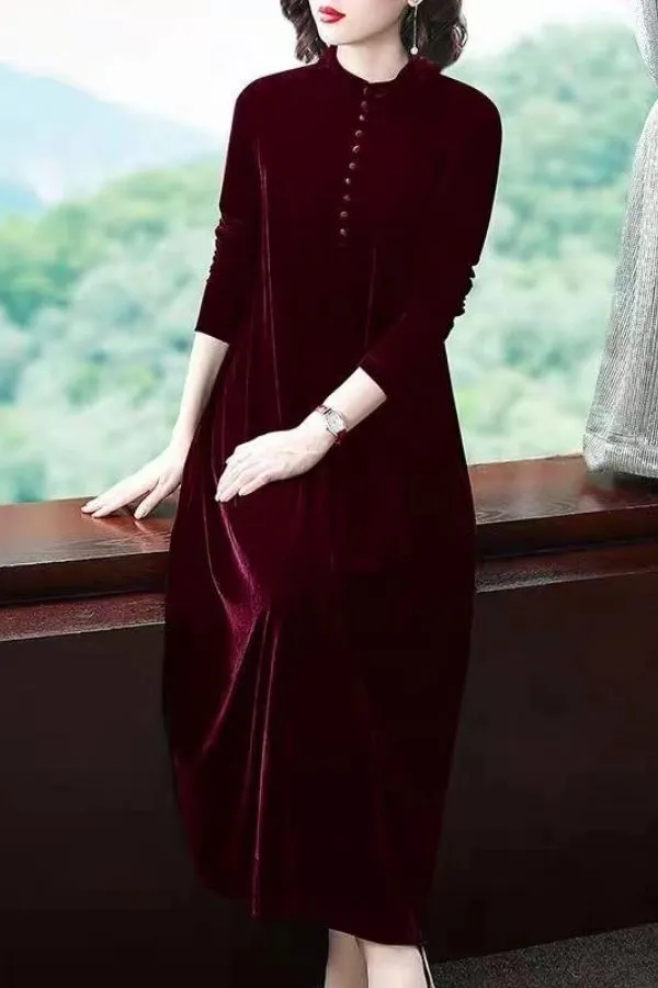 Velvet Knee-length Maxi Dress