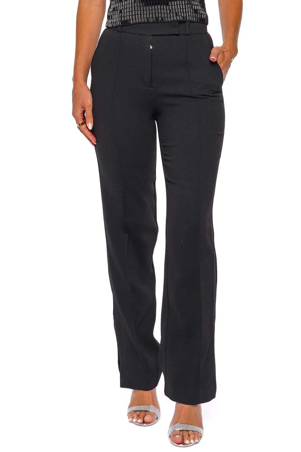 Vera Black Straight Leg Cropped Pant