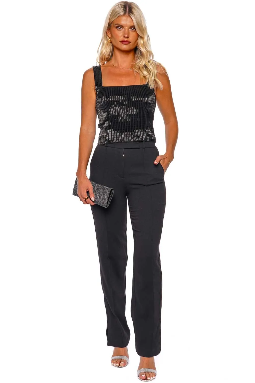 Vera Black Straight Leg Cropped Pant