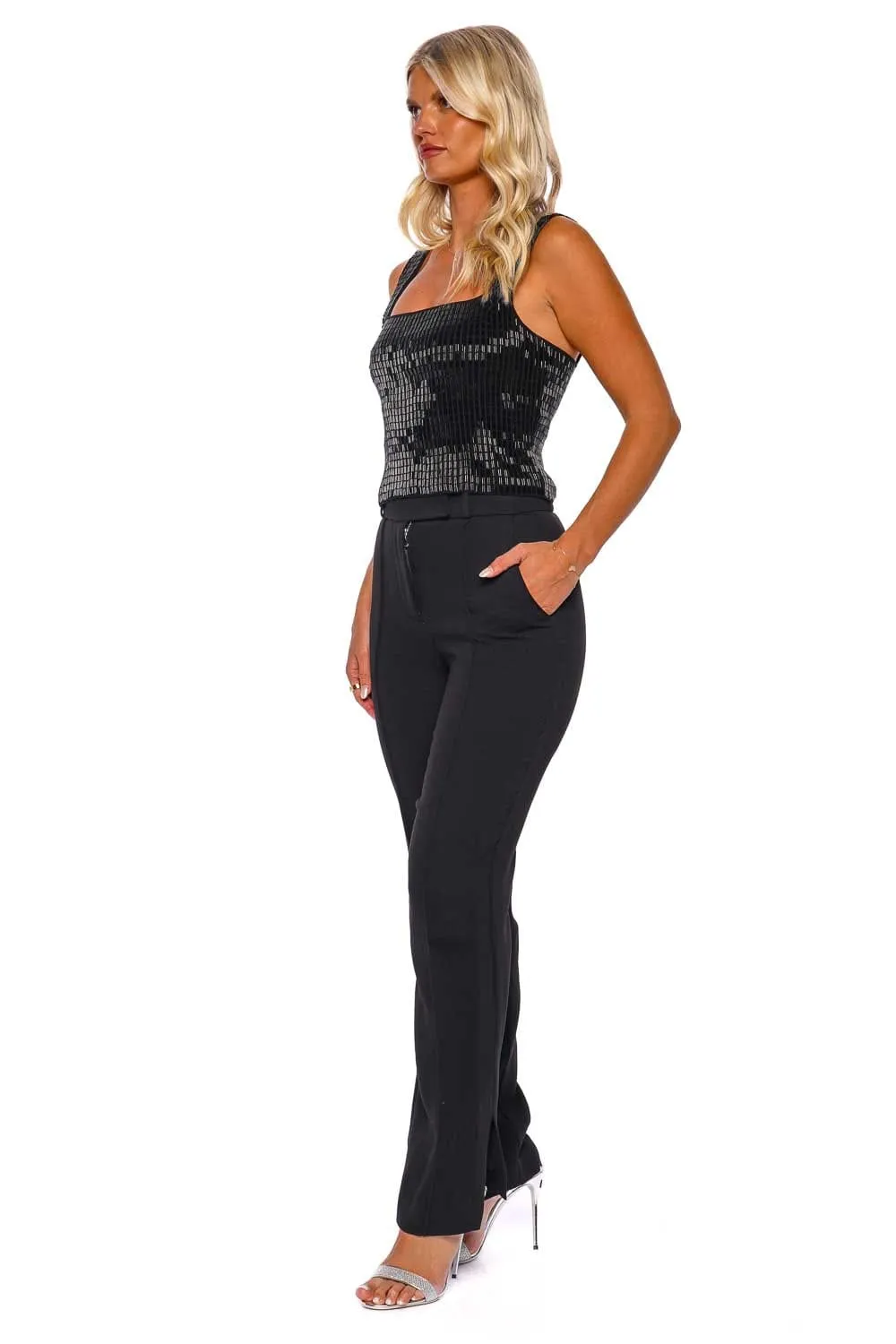 Vera Black Straight Leg Cropped Pant