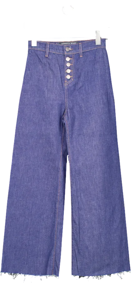 Veronica Beard Blue Grant Indigo Wide Leg Raw Hem Jeans W23