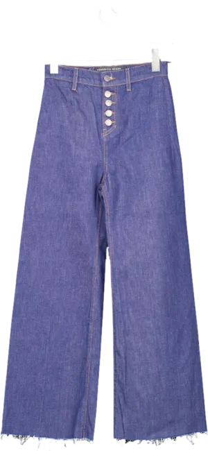 Veronica Beard Blue Grant Indigo Wide Leg Raw Hem Jeans W23