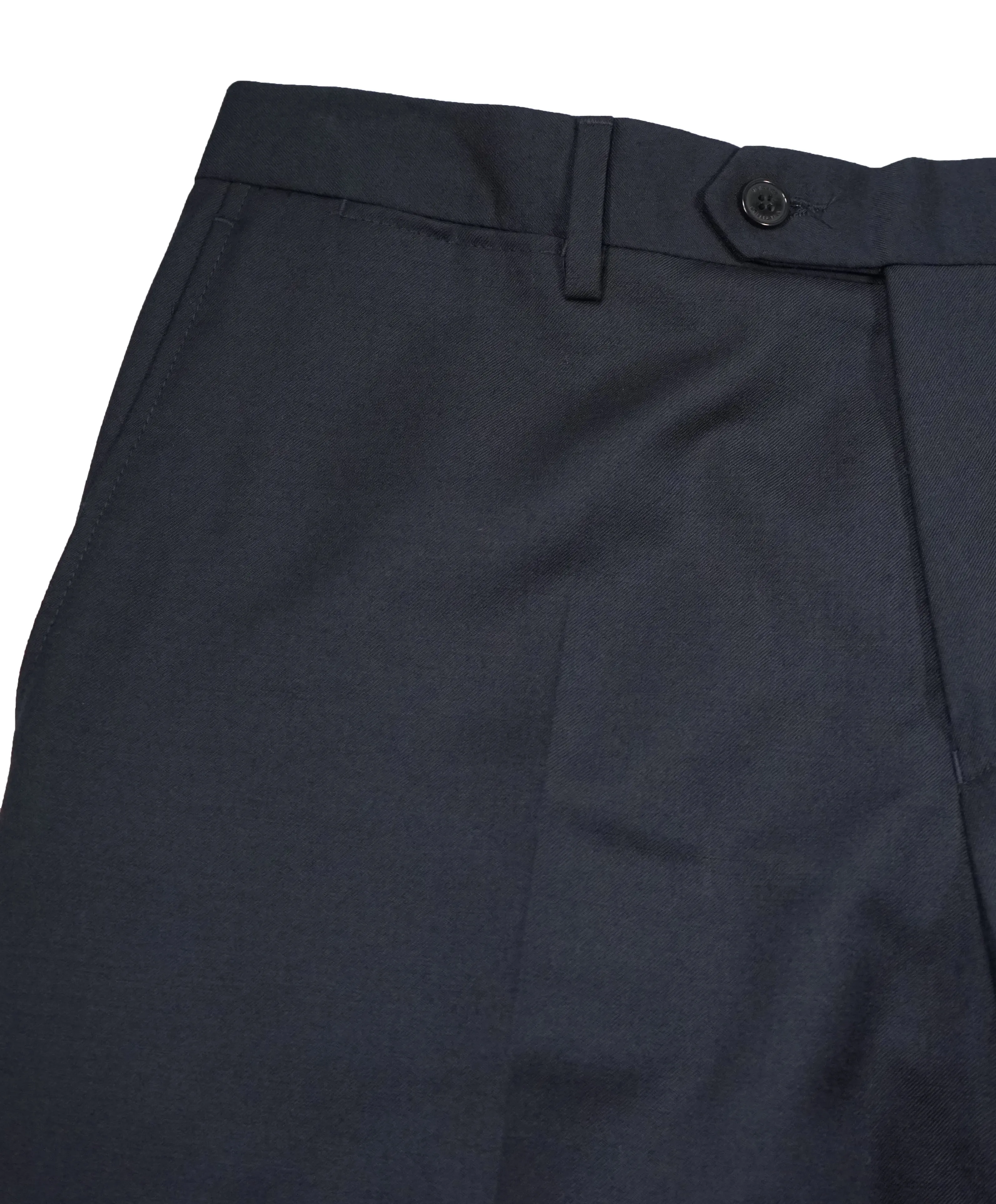 VERSACE COLLECTION -  Solid Navy Logo Button Wool Dress Pants - 33W