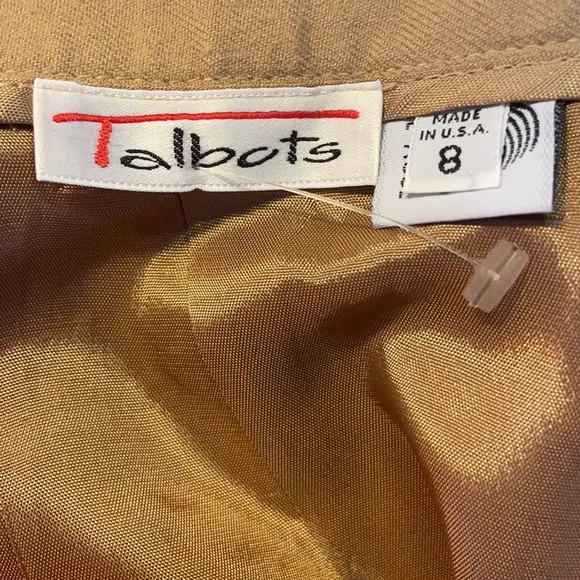 Vintage 1990’s Talbots wool lined skirt women’s size 8 slit midi tan khaki beige