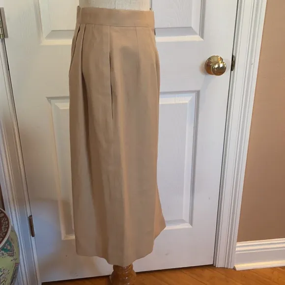 Vintage 1990’s Talbots wool lined skirt women’s size 8 slit midi tan khaki beige