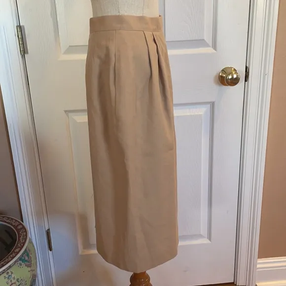 Vintage 1990’s Talbots wool lined skirt women’s size 8 slit midi tan khaki beige