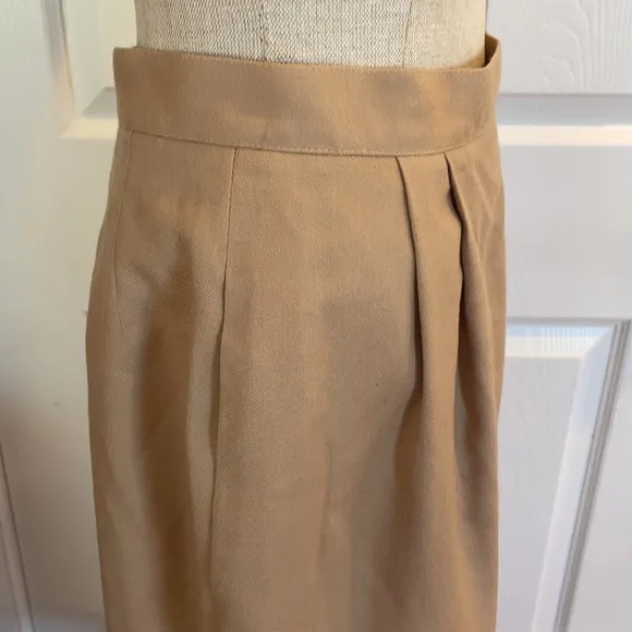 Vintage 1990’s Talbots wool lined skirt women’s size 8 slit midi tan khaki beige