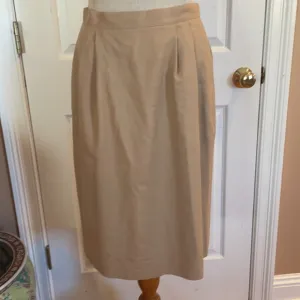 Vintage 1990’s Talbots wool lined skirt women’s size 8 slit midi tan khaki beige