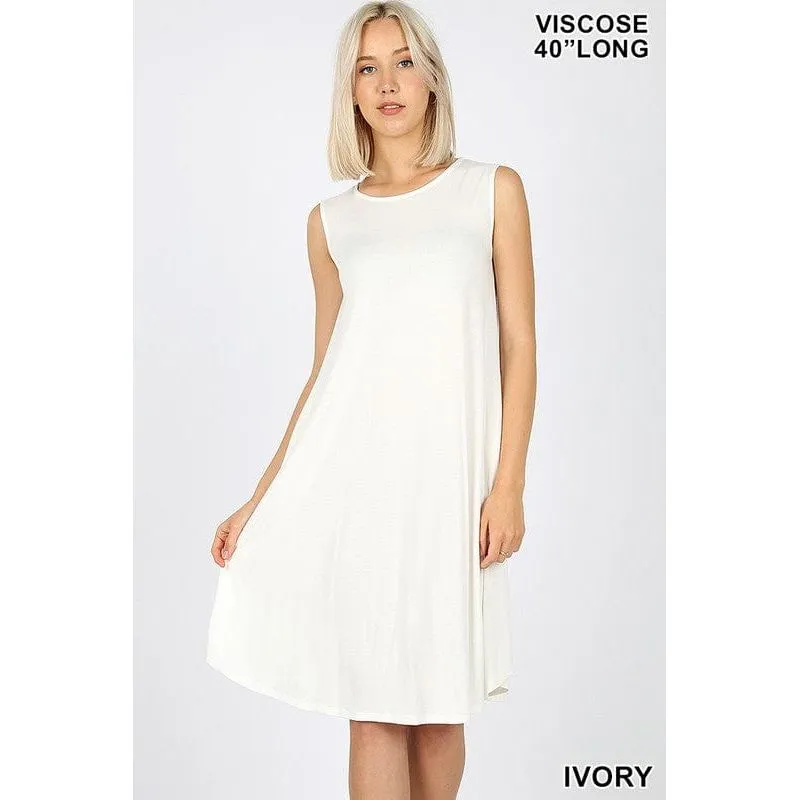 Viscose sleeveless knee length dress