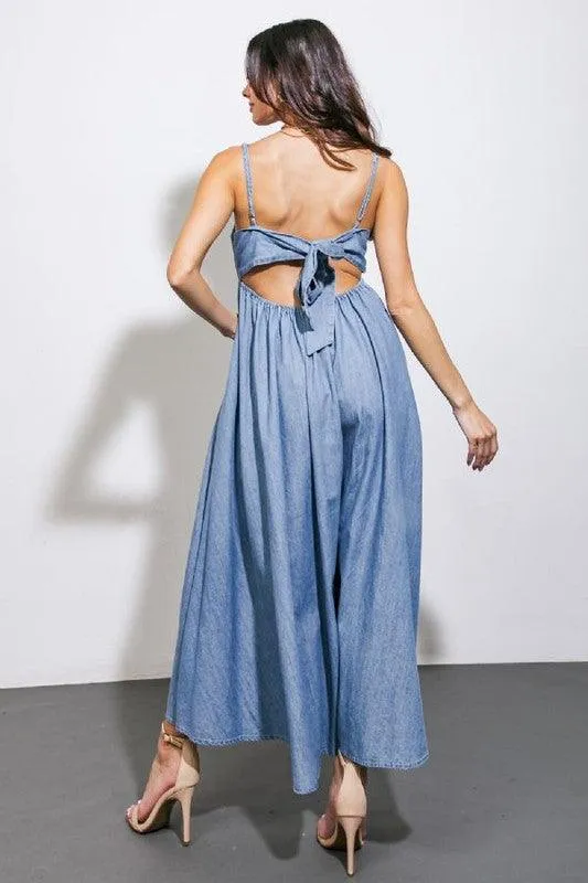 WASHED DENIM MIDI DRESS
