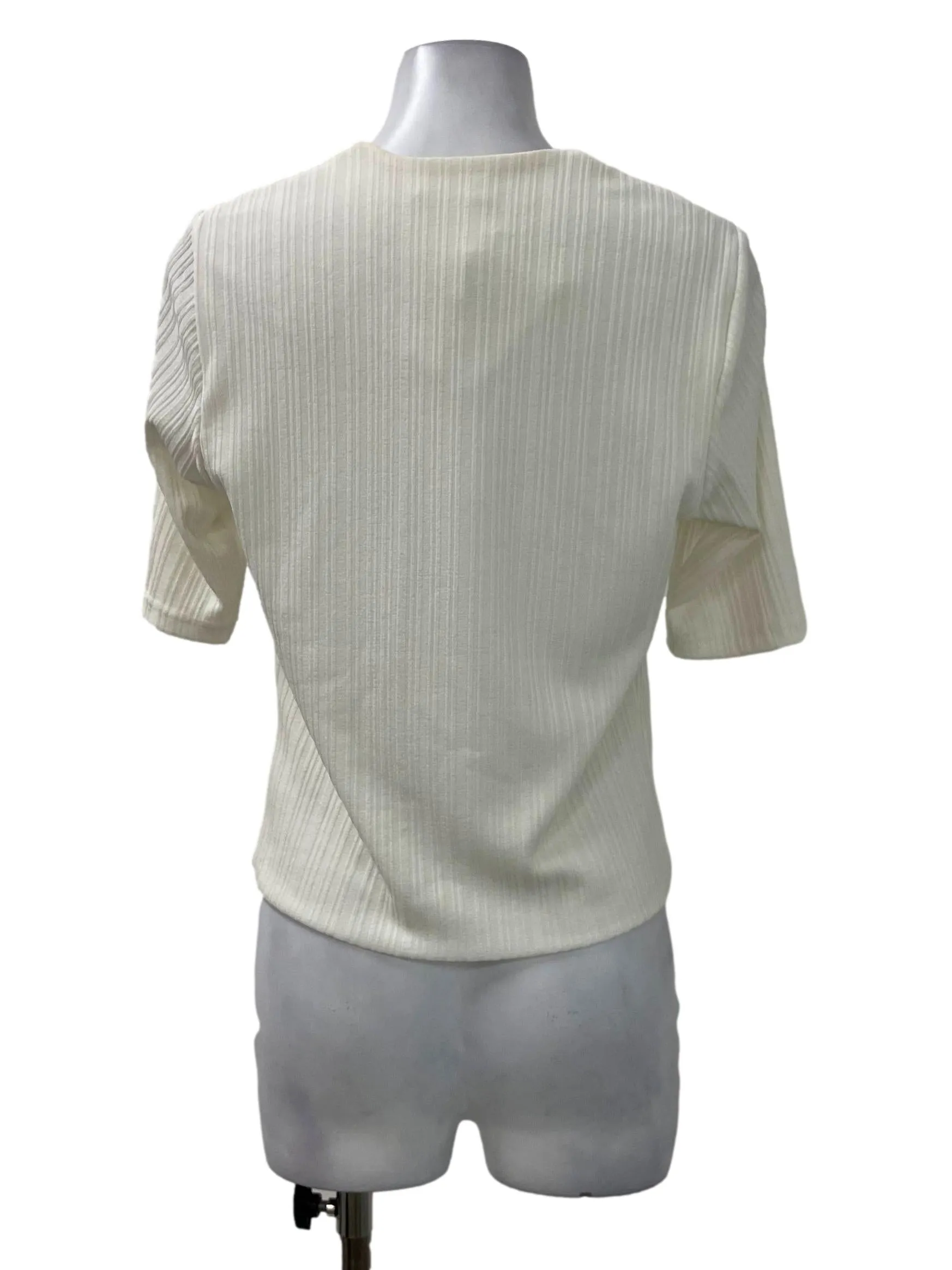White Textured Sweetheart Top