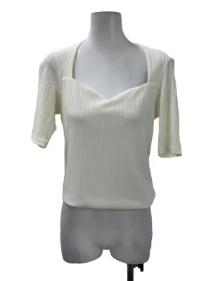 White Textured Sweetheart Top