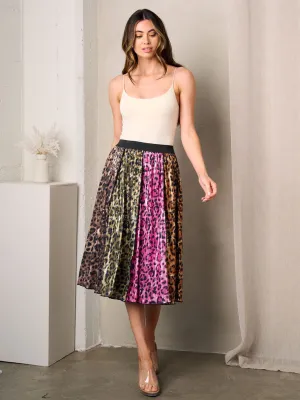 WOMEN'S ANIMAL PRINT SEQUINS MULTI COLOR MIDI SKIRT